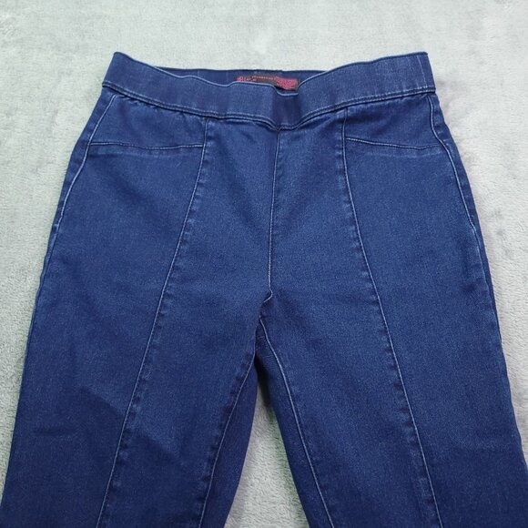Juniors Flare Pull On Jeans M (7-9) Dark Wash Mid Rise Stretch No Boundaries - Picture 6 of 7
